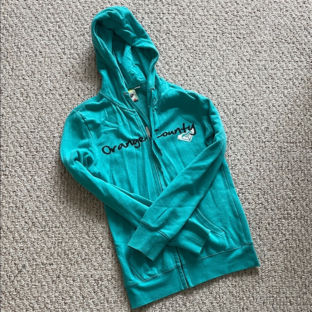 Roxy Teal Orange County Zip-up Hoodie